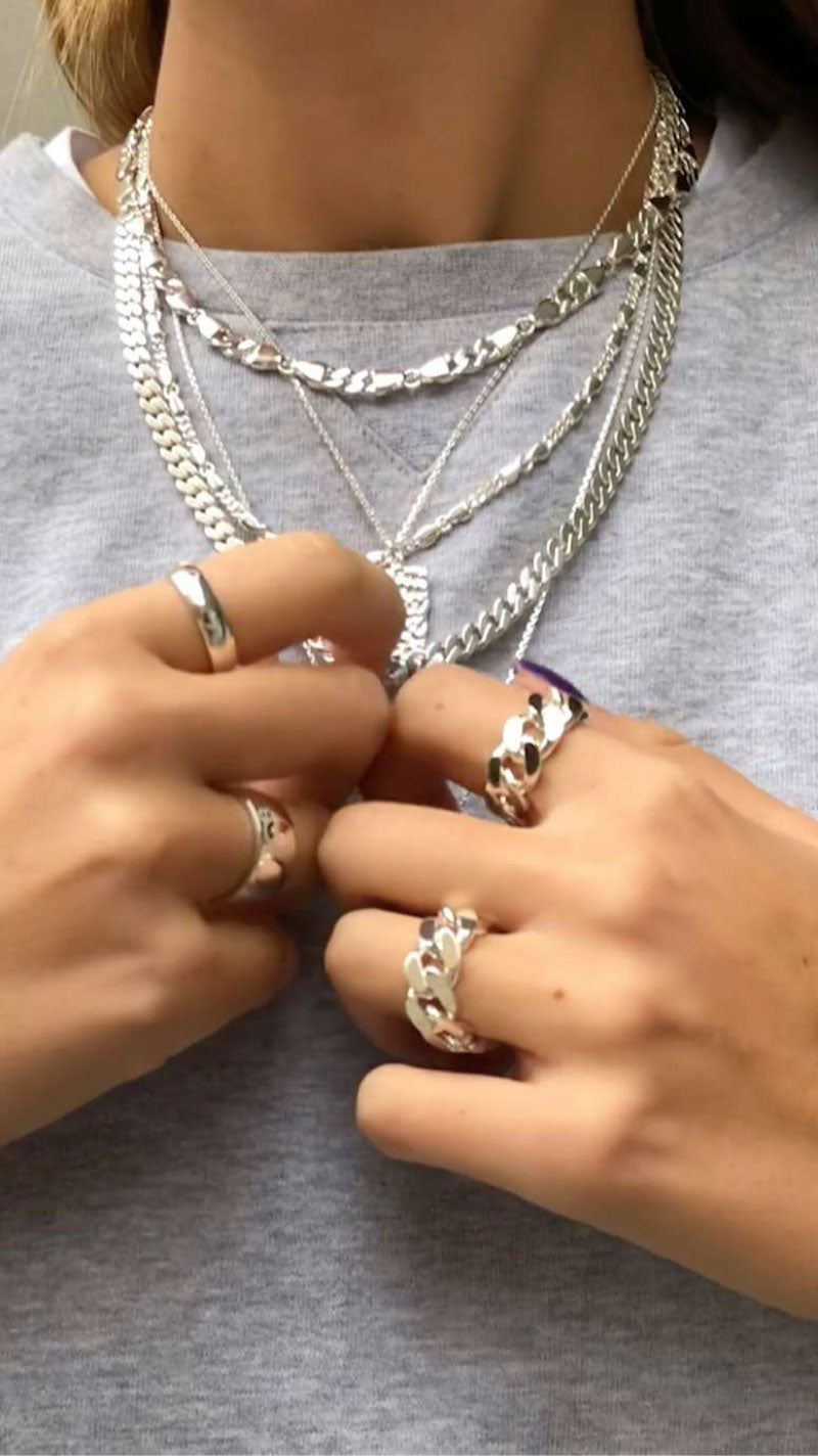 Stacked Shiny Silver